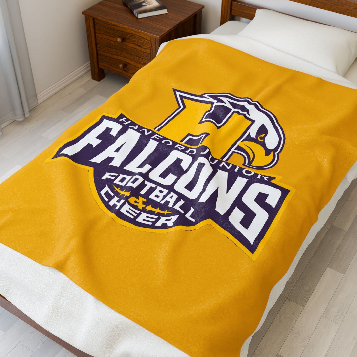 Hanford Junior Falcons Plush Blanket - Gold