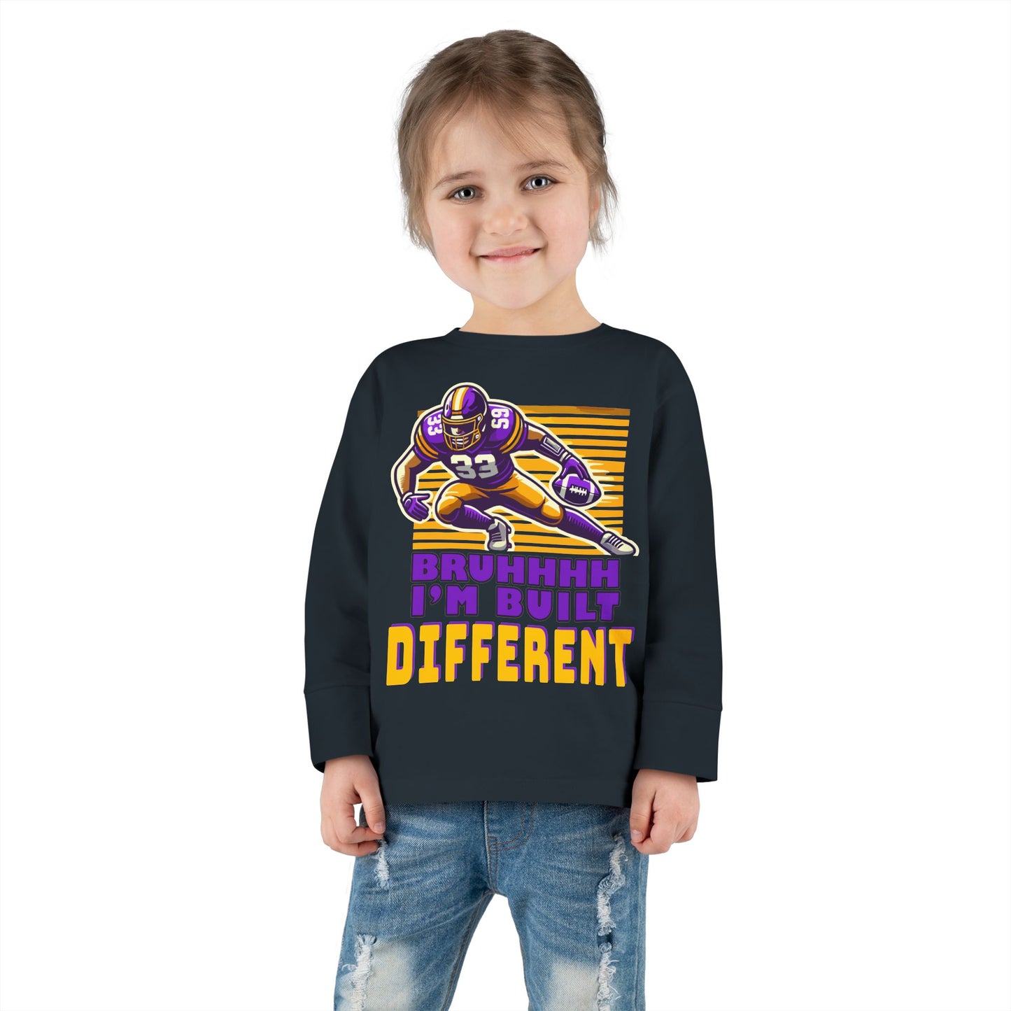 Football - Toddler Long Sleeve - Bruhhhh I'm Built Different