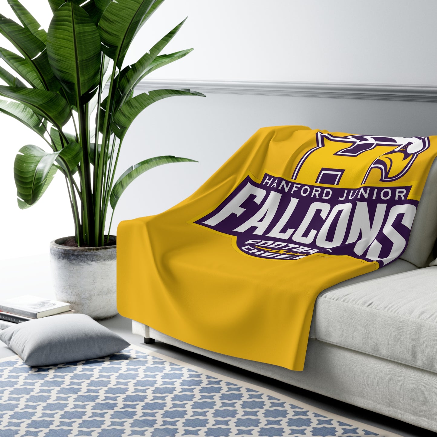 Hanford Junior Falcons Fleece Sherpa Blanket - Gold