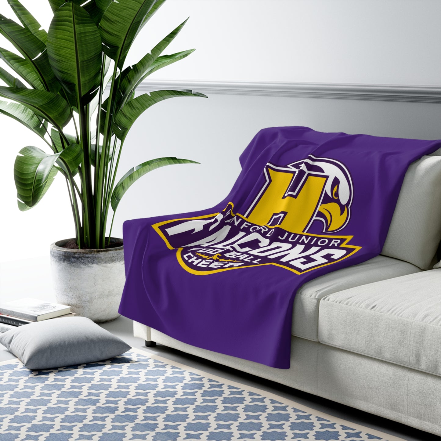 Hanford Junior Falcons Fleece Sherpa Blanket - Purple
