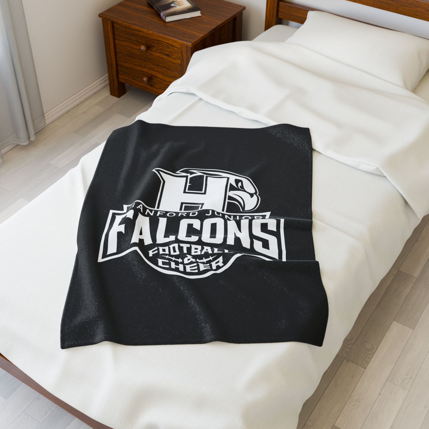 Hanford Junior Falcons Plush Blanket - Black & White