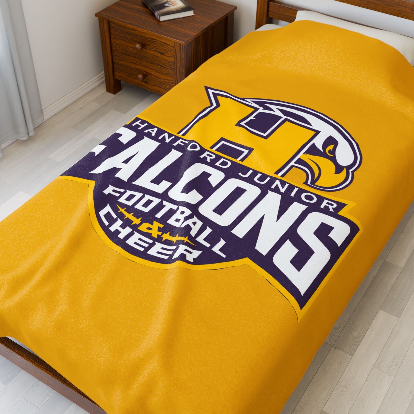Hanford Junior Falcons Plush Blanket - Gold