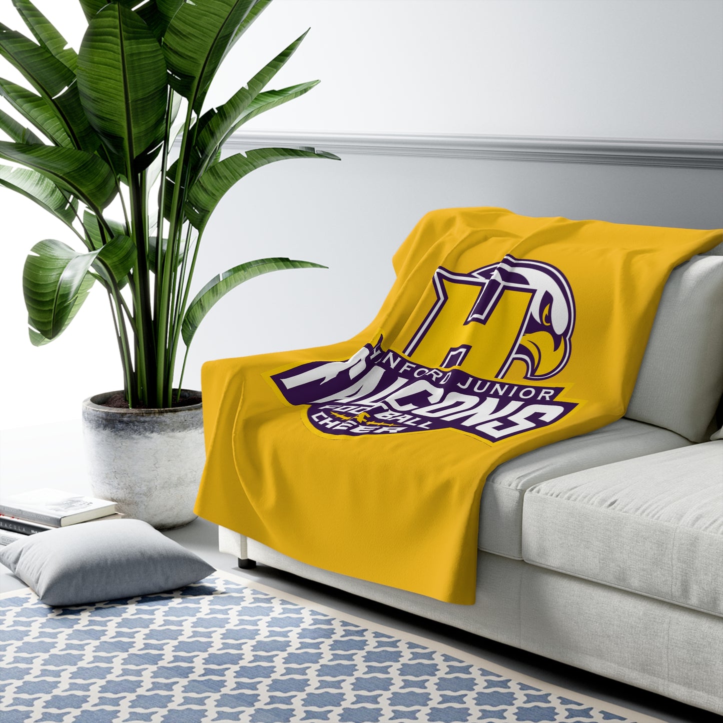 Hanford Junior Falcons Fleece Sherpa Blanket - Gold