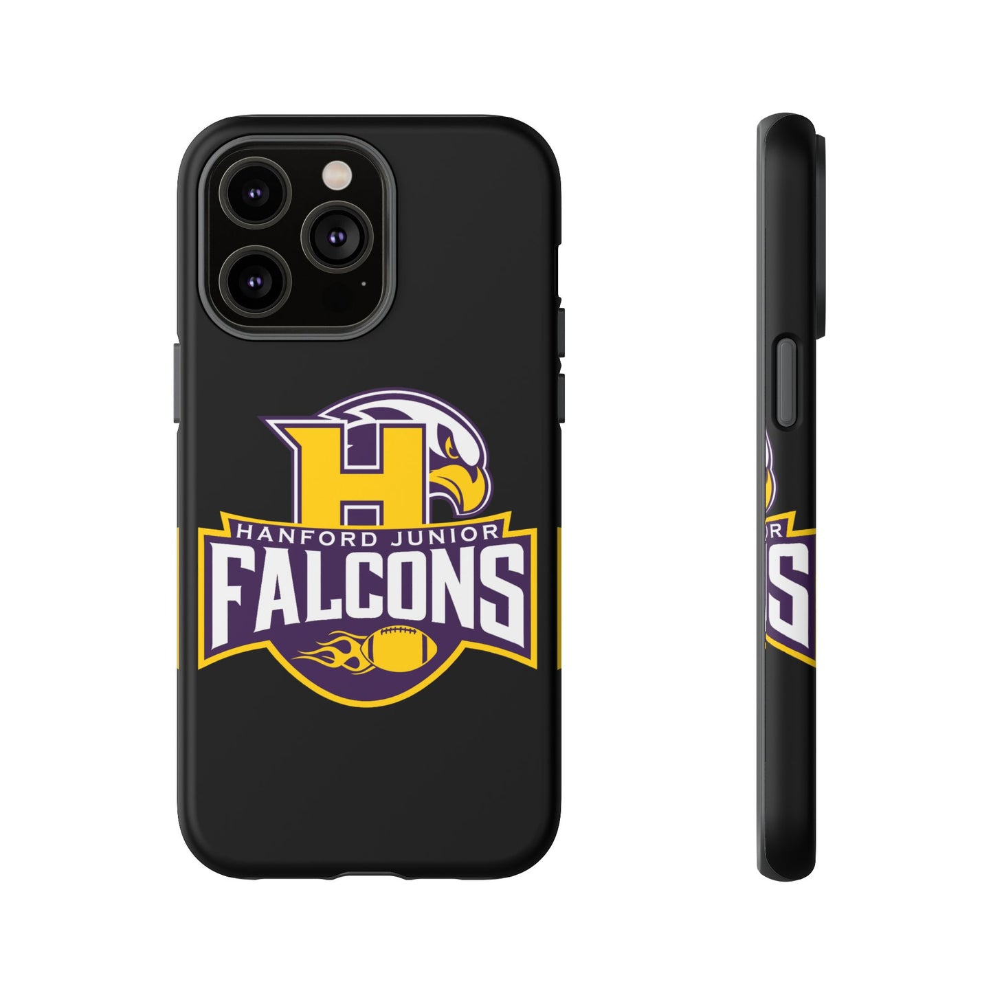 Hanford Junior Falcons Tough Phone Case - Black with Main Color Logo