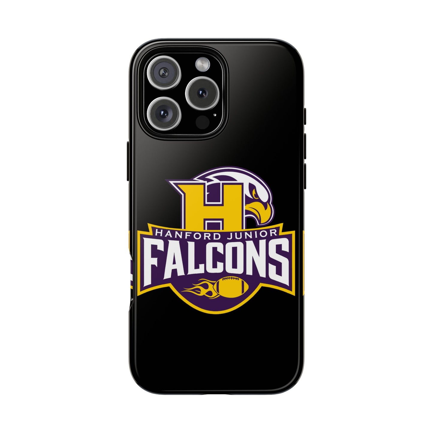 Hanford Junior Falcons Tough Phone Case - Black with Main Color Logo