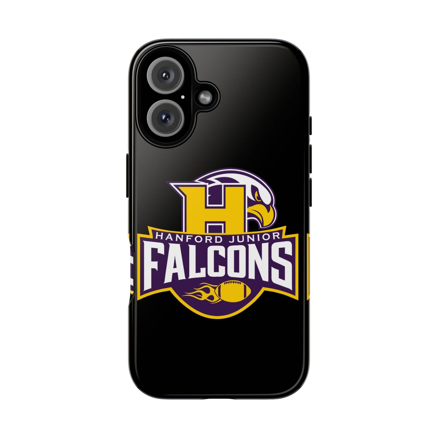 Hanford Junior Falcons Tough Phone Case - Black with Main Color Logo