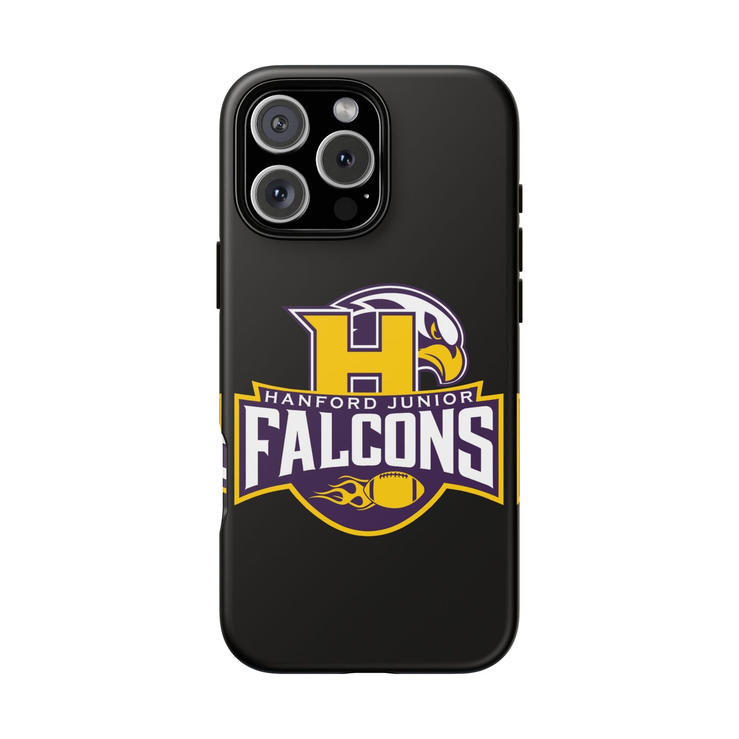 Hanford Junior Falcons Tough Phone Case - Black with Main Color Logo