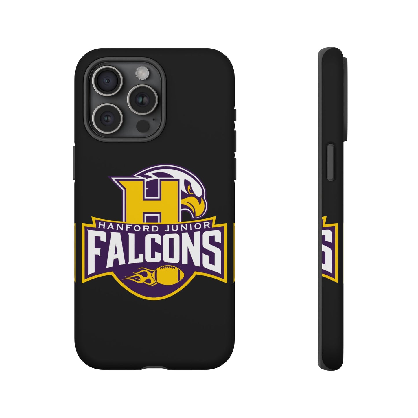 Hanford Junior Falcons Tough Phone Case - Black with Main Color Logo