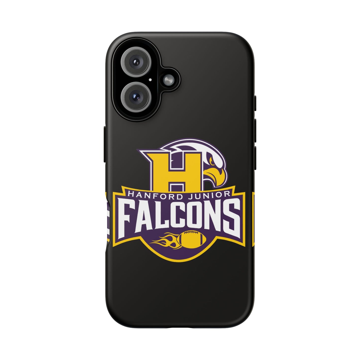 Hanford Junior Falcons Tough Phone Case - Black with Main Color Logo