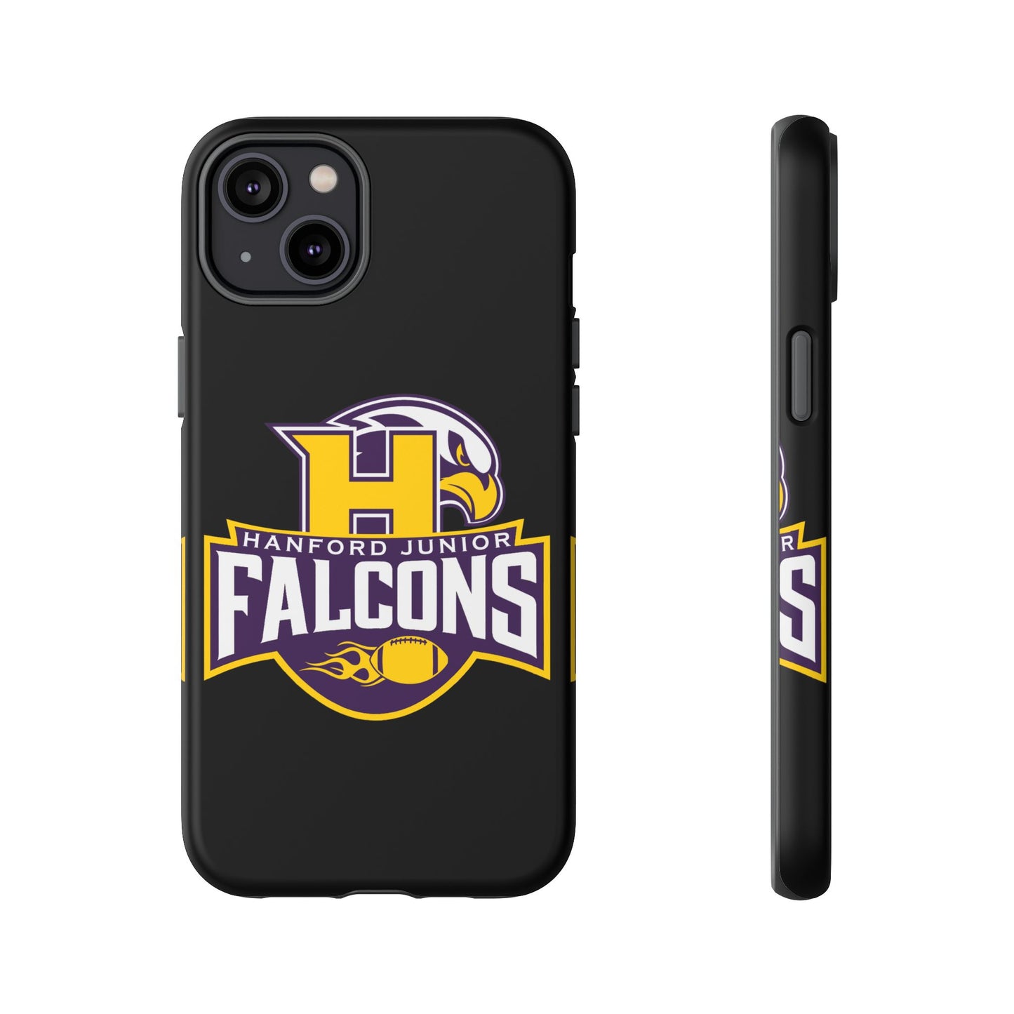 Hanford Junior Falcons Tough Phone Case - Black with Main Color Logo