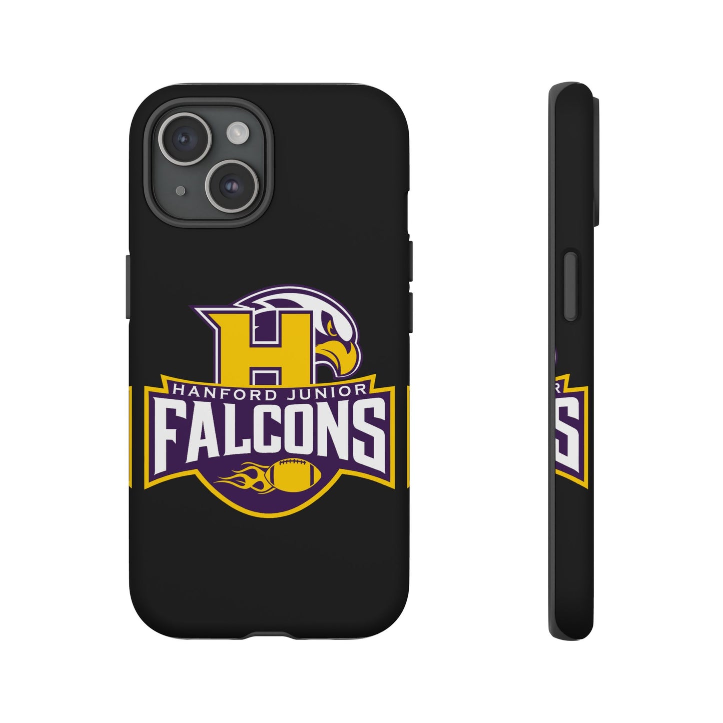 Hanford Junior Falcons Tough Phone Case - Black with Main Color Logo