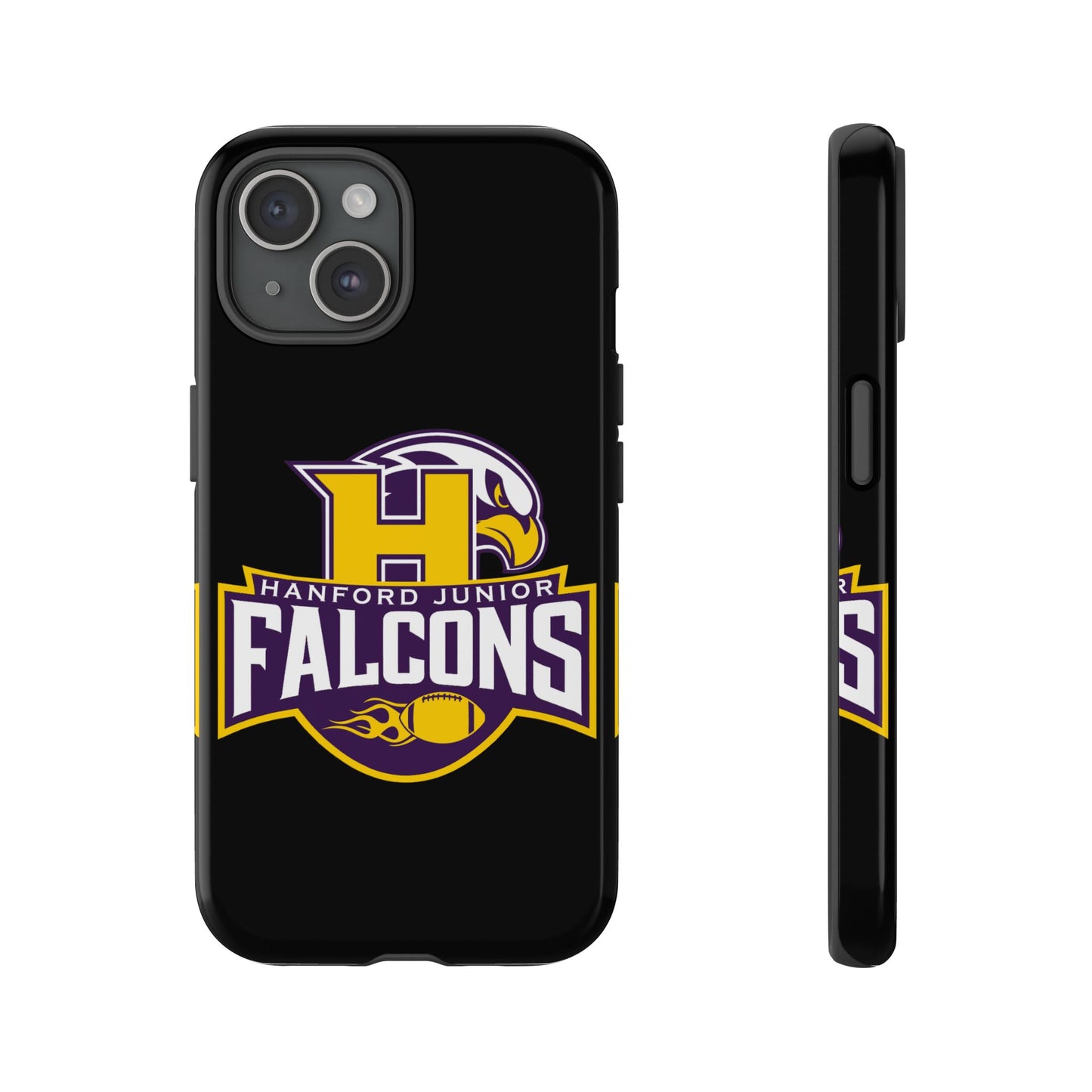 Hanford Junior Falcons Tough Phone Case - Black with Main Color Logo