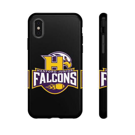 Hanford Junior Falcons Tough Phone Case - Black with Main Color Logo