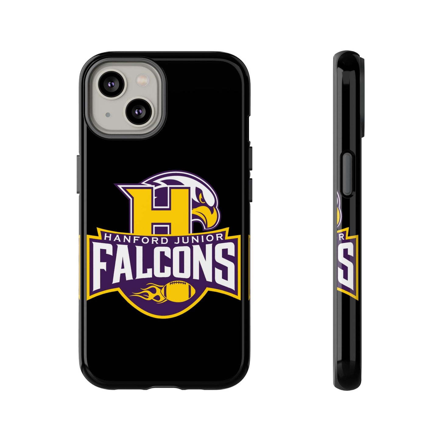 Hanford Junior Falcons Tough Phone Case - Black with Main Color Logo